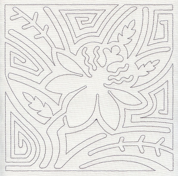 Mola Passion Flower Quilting Square (Single Run)