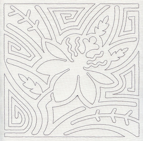 Mola Passion Flower Quilting Square (Single Run)