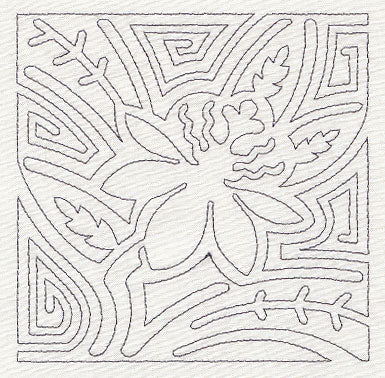 Mola Passion Flower Quilting Square (Single Run)