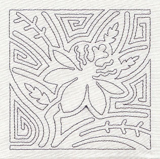 Mola Passion Flower Quilting Square (Single Run)