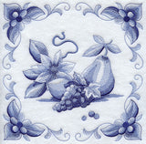 Delft Blue Clematis and Fruit Square