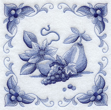 Delft Blue Clematis and Fruit Square