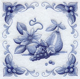 Delft Blue Clematis and Fruit Square