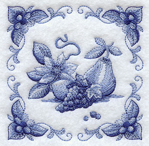 Delft Blue Clematis and Fruit Square