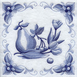 Delft Blue Tulips and Fruit Square