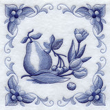 Delft Blue Tulips and Fruit Square