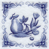 Delft Blue Tulips and Fruit Square