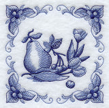 Delft Blue Tulips and Fruit Square