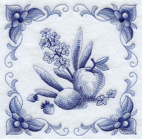 Delft Blue Hyacinth and Fruit Square