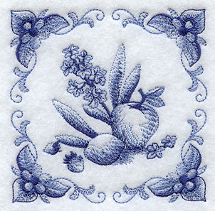 Delft Blue Hyacinth and Fruit Square
