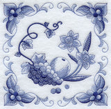 Delft Blue Daffodils and Fruit Square