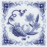 Delft Blue Daffodils and Fruit Square
