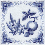 Delft Blue Crocus and Fruit Square