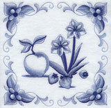 Delft Blue Amaryllis and Fruit Square