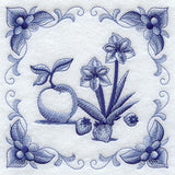 Delft Blue Amaryllis and Fruit Square