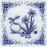 Delft Blue Amaryllis and Fruit Square