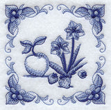 Delft Blue Amaryllis and Fruit Square