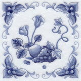 Delft Blue Cyclamen and Fruit Square