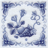 Delft Blue Cyclamen and Fruit Square