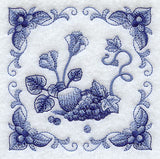 Delft Blue Cyclamen and Fruit Square