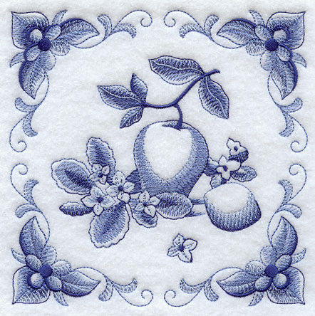Delft Blue Kalanchoe and Fruit Square