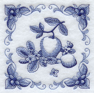 Delft Blue Kalanchoe and Fruit Square