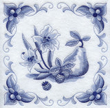 Delft Blue Gladiolus and Fruit Square
