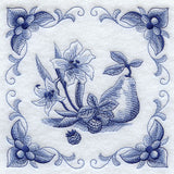 Delft Blue Gladiolus and Fruit Square