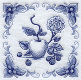 Delft Blue Hydrangea and Fruit Square
