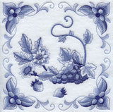 Delft Blue Chrysanthemum and Fruit Square