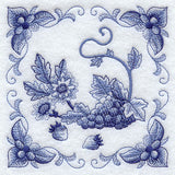 Delft Blue Chrysanthemum and Fruit Square
