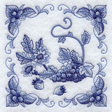 Delft Blue Chrysanthemum and Fruit Square