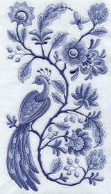 Delft Blue Peacock and Flowers