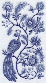 Delft Blue Peacock and Flowers