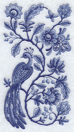 Delft Blue Peacock and Flowers