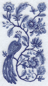 Delft Blue Peacock and Flowers