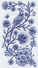 Delft Blue Bird on Flowered Branches