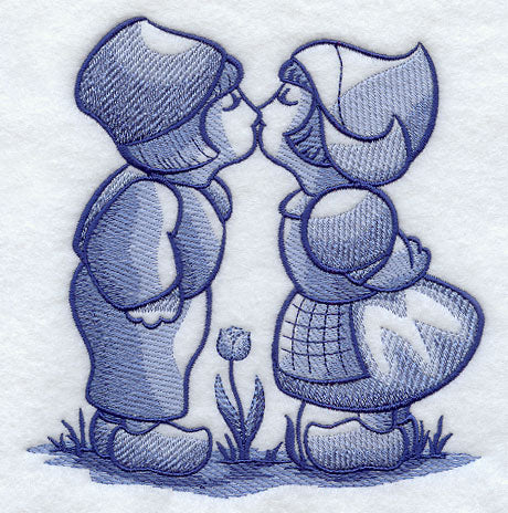 Delft Blue Kissing Kids