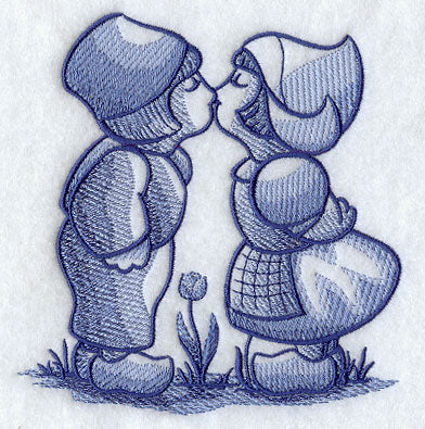 Delft Blue Kissing Kids