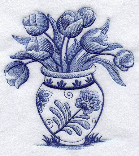 Delft Blue Tulips in Vase