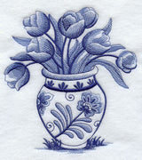 Delft Blue Tulips in Vase