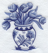 Delft Blue Tulips in Vase