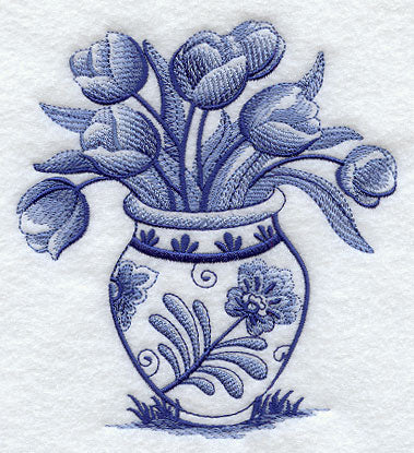 Delft Blue Tulips in Vase
