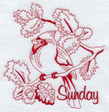 Sunday Cardinal (Redwork)