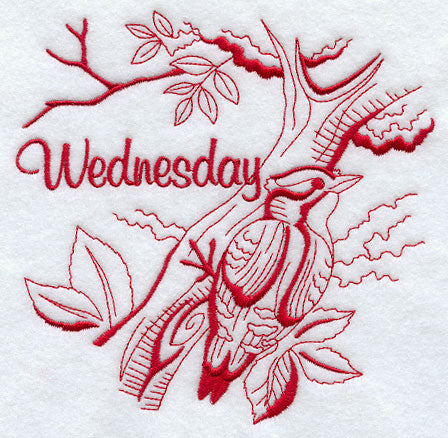 Wednesday Woodpecker (Redwork)