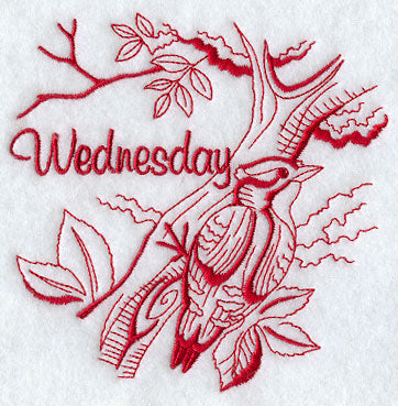 Wednesday Woodpecker (Redwork)