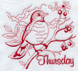Thursday Robin (Redwork)