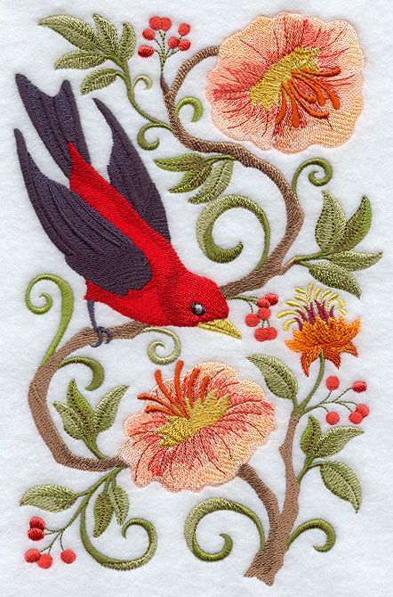 Scarlet Tanager in Flowers