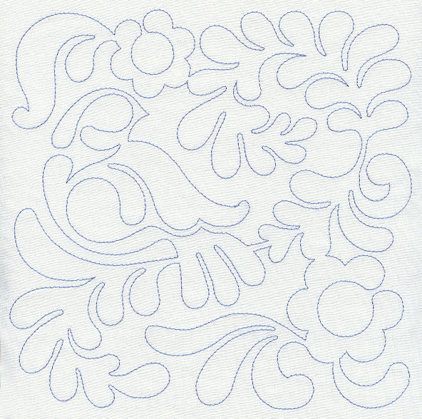 Bird and Flowers Quilting Square 1 (Single Run)