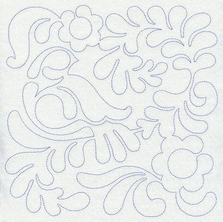 Bird and Flowers Quilting Square 1 (Single Run)